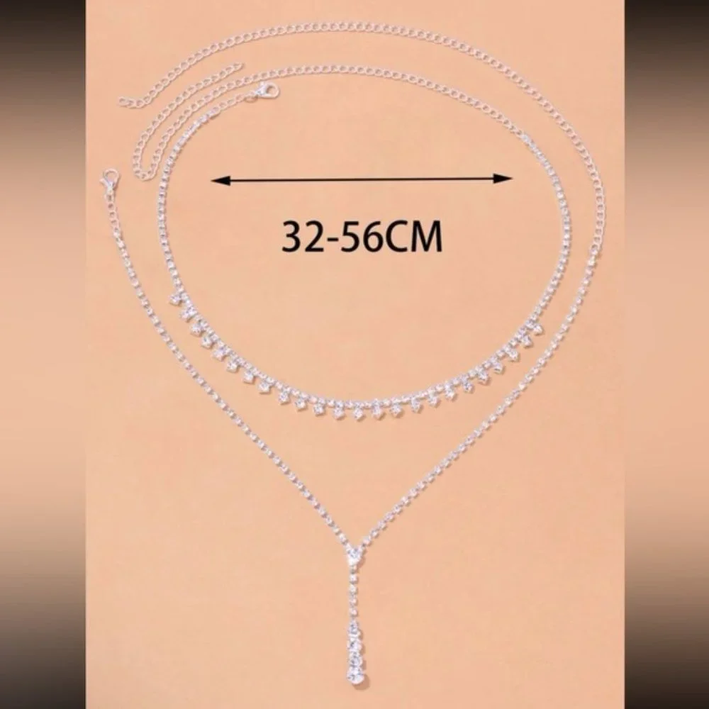 Dazzling Duets Rhinestone Necklace Set - Picture 2 of 2